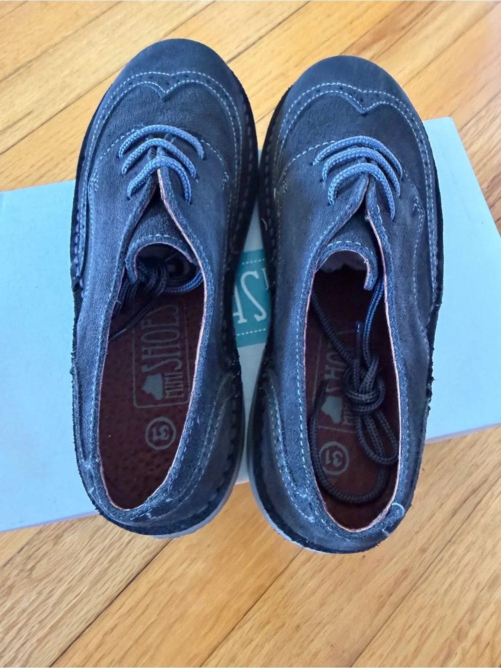 Children's Suede Wingtip Dress Shoes in Grey